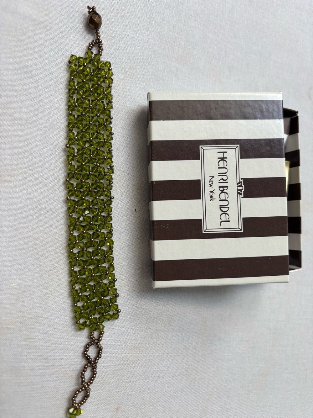 Henri Bendel Green Crystal Lattice Bracelet